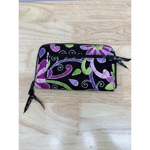 Vera Bradley Womens Zip Around Multicolor Floral Pattern Purple Punch Wallet #64 - Picture 4 of 6